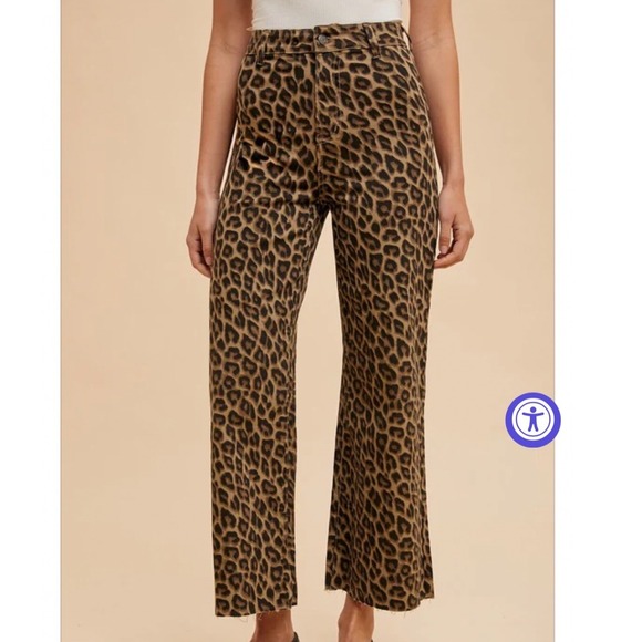 Anniewear Pants - Anniewear Lea Leopard Wide Leg Jeans Large